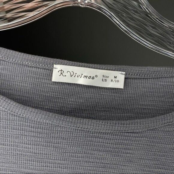 R Vivimos Gray Elegant Boho Vintage Tie Waist Mini Club Evening Party Dress M - Picture 7 of 11